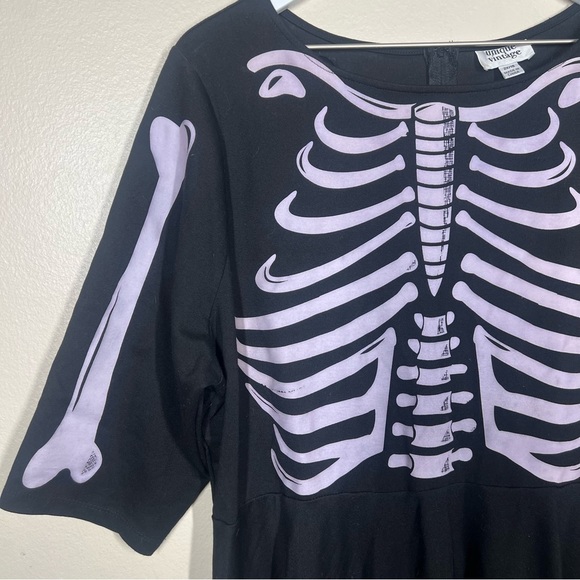 Unique Vintage Womens Black Skeleton Halloween Dress Plus size 2X - Picture 5 of 10